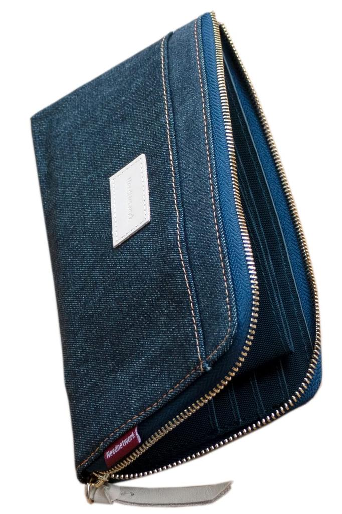 Need Network proud denim long wallet with bill coin 12 card and skimming protection for men - Japan's L-shaped zipper, compartment, purse, ultra-thin,