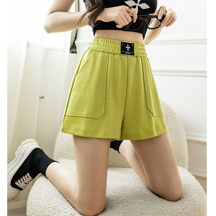 Dámské bavlněné šortky Letní tenké s vysokým pasem A-střihu Krátké Volné Kalhoty se širokými nohavicemi