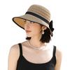 Sommer Strand Stroh Sonnenhut Atmungsaktiv Französischer Stil Schleife Strohhüte Eleganter Hut für Outdoor Reisen Fotografie