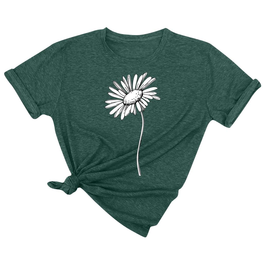 Camiseta de manga corta con cuello redondo y estampado informal a la moda para mujer