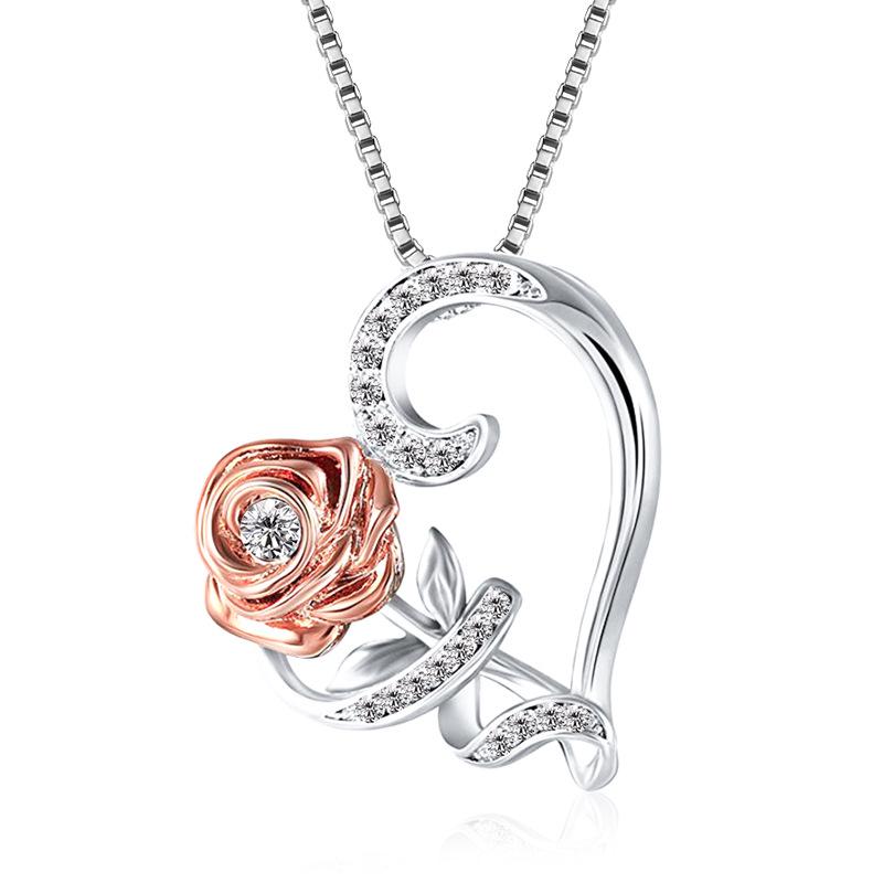 

New love rose zircon necklace neck chain romantic Valentine s Day gifts new accessories wholesale