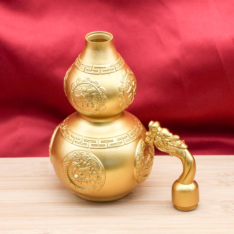 Premium Brass Faucet Gourd Decoration: Four Divine Beasts Wealth-Attracting Copper Ornament for Home, Office, or Entryway Decor