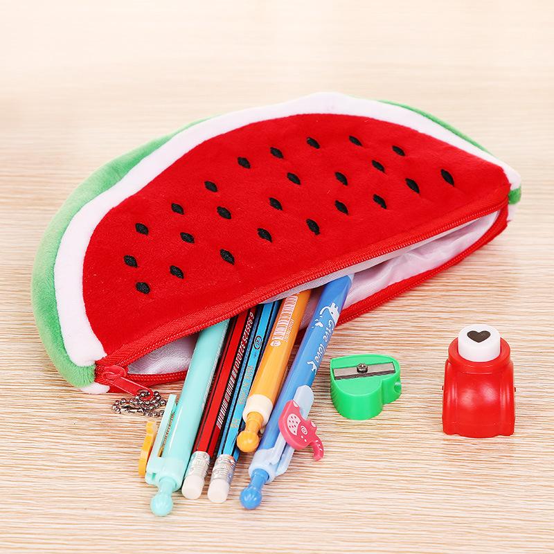 Cute Big Watermelon  Bag Fashion Watermelon Pen Bag Cute Plush Stationery Bag