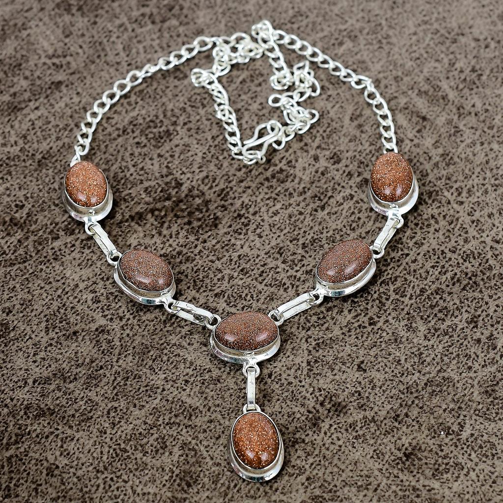 Red Sunstone Gemstone Handmade 925 Sterling Silver Jewelry Necklace 18" KKG-395