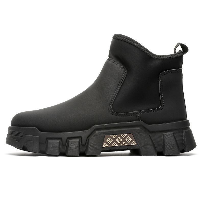 

Осенне-зимние новые ботинки с высоким голенищем, кожаные ботинки Мартин, модные ботинки-комбинезоны, мужская повседневная ретро-обувь Челси 44 чёрный