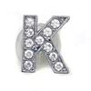 Charms Scarpe Diamante Strass Scintillante Lettera Argento Cristallo Alfabeto Decorazioni Scarpe Gioielli Slider Braccialetto Braccialetti