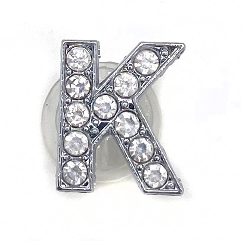 Charms Scarpe Diamante Strass Scintillante Lettera Argento Cristallo Alfabeto Decorazioni Scarpe Gioielli Slider Braccialetto Braccialetti