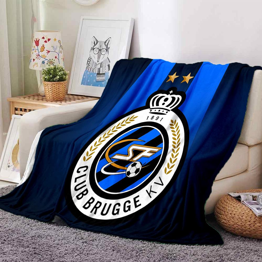 Coperta in Flanella con Stemma del Club Brugge Fc, Morbido Poliestere, Design Moderno, Per Tutte le Stagioni per Campeggio, Viaggi, Regali per le Feste o Compleanni