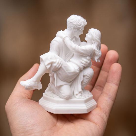 3D Printed Couple Sculpture, Kneeling Princess Carry Figurine, Romantic Art Resin Desk Decor, Unique Anniversary Birthday Gift for Couples, Fitness
