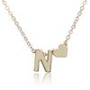 Women Fashion Simple Design Heart Shape 26 Letter Pendant Necklace Jewelry