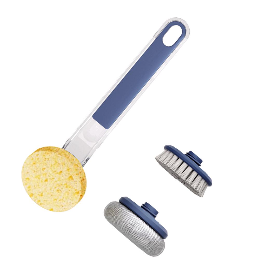 Kitchen Dish Brushes 3 in 1   Handle Pot Pan Sponge Scrubber Brush Cleaning Tool Set