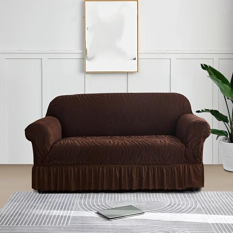 1 Piece Set Sea Wave Skirt Stretch Sofa Cover Non-Slip Full Cover Dust Cover Bedroom Living Room Home Decoration 2/3/4 People