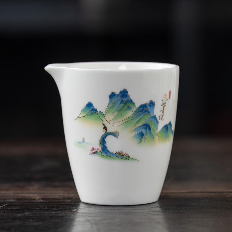 Sprawiedliwy kubek suet jade herbaciane morze biała porcelana ręcznie malowane kreatywne gospodarstwo domowe akcesoria do zestawu do herbaty kung fu sześciu dżentelmenów wysokiej klasy dozownik do herbaty