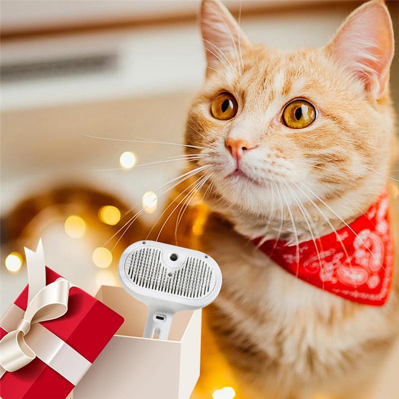 

HHO-Cat Steam Brush, Pet Spray Hair Removal Comb For Shedding & Grooming, Water Brush For Cats Dogs Small Animals білий