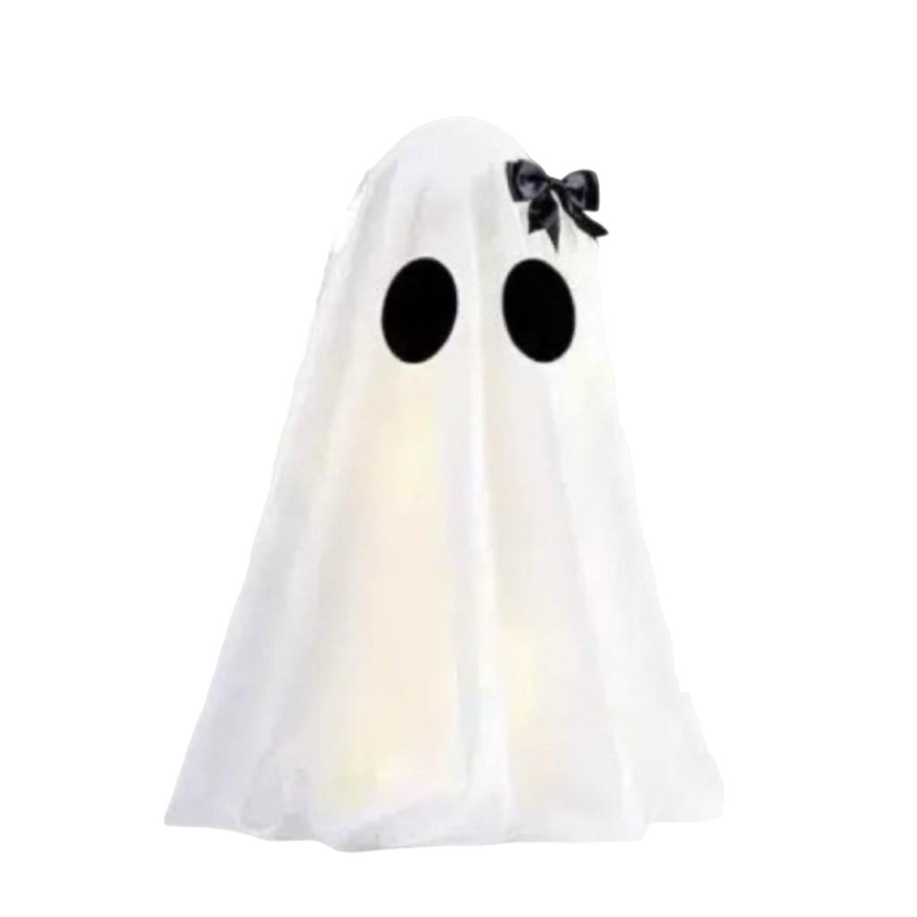 Outdoor Halloween Tabletop Ghost Decoration with Witch Hat Lightweight Fabric Cover for Porch and Garden Seasonal Party Decor