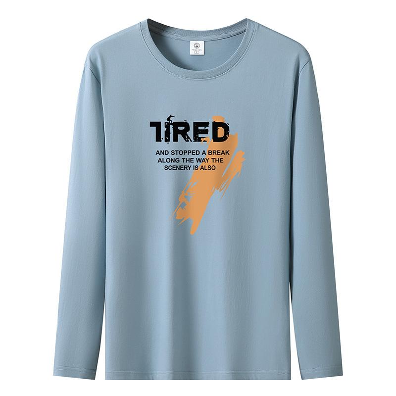 Tired Pattern Man Long Sleeves T-shirt Pure Cotton Men Casual Sweatshirt Large Size