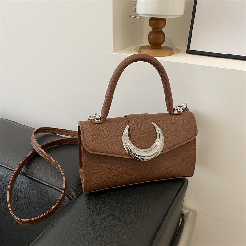 Modă Retro Geantă de mână cu textură simplă Primăvară Stil străin Culoare solidă Geantă de umăr tip poștaș Geantă pătrată mică Femei