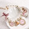 Pink Fashion Dog Chain Puppy Accessories Pearl Rhinestone Bow Collar Necklace Cat Jewelry Pet  Collars