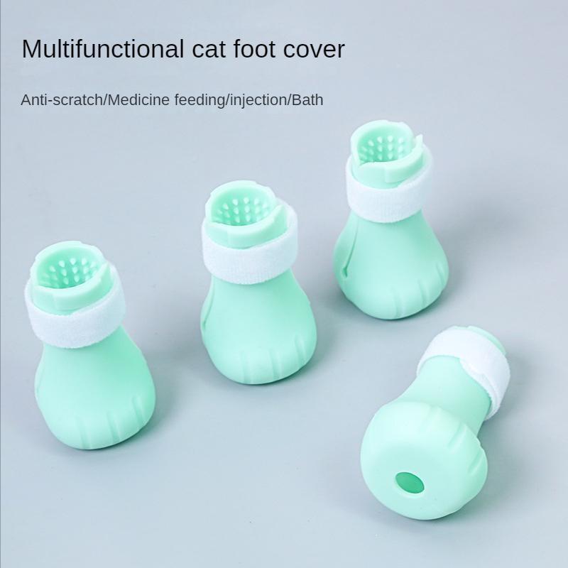 Pantofi Ajustabili din Silicon Rezistent la Zgârieturi pentru Picioare de Pisică pentru Băi, Medicamente Injectabile, Protector Manșon Anti-Zgârieturi, Instrument de Frumusețe pentru Animale de Companie din Silicon