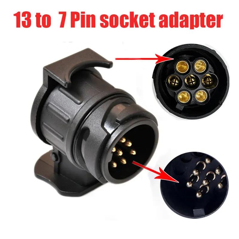 13to7 Pin Plug Trailer Truck Electric Adapter Towbar Towing Converter Socket Wiring Connector for Car Brake Light Parking Lamp
