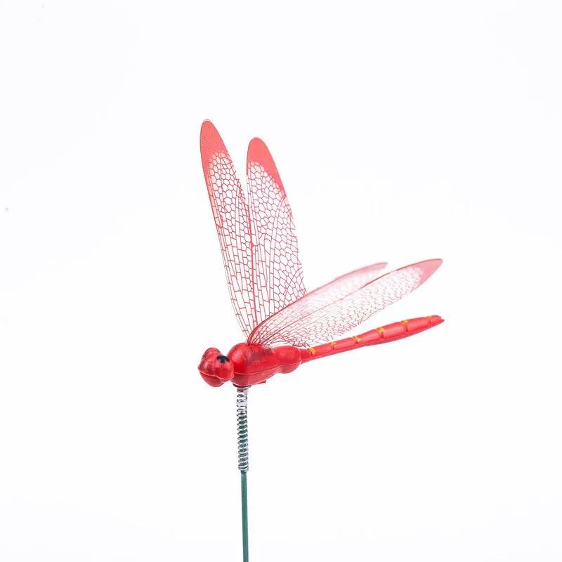 Set of 10pcs Dragonflies Insert Rod Gardening Decoration Simulation Dragonfly Home Decoration Background Gardening Decoration