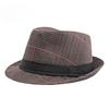 British Style Plaid Fedora Hat for Men Spring Summer Retro Jazz Hat Vintage Gentleman Trilby Cap Sun Protection Casual Beach Hat