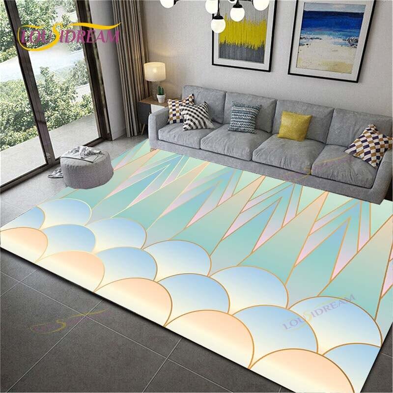 Geometric Carpet for Living Room Velvet Rug Kids Bedroom Bedside Rugs Soft Square Fluffy Carpets Home Sofa Table Decor Mat