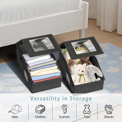 1Pc Extra Large Hat Organizer for Baseball Caps Stackable Baseball Cap Organizer Storage Box with Dual Clear Windows