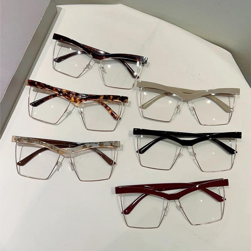 Oversized Cat Eye Glasses Women Fashion Blue Light Blocking Optical Frames  New Ins Trendy Brand Design Eyeglasses