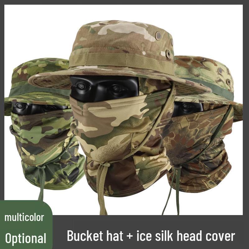 Summer Ice Silk Tactical Face Mask and Sun Hat Set