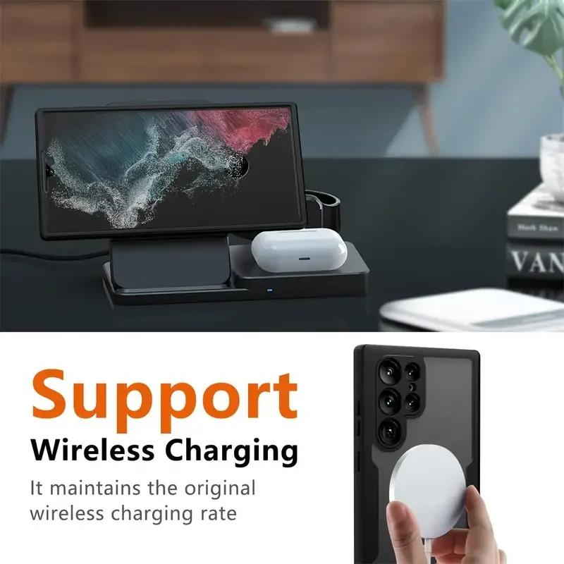 360 Full Cover Case For Samsung S24 S25 Ultra S23 S22 Plus S21 FE 5G Cases Shockproof  Screen Protection Transparent Phone Cover