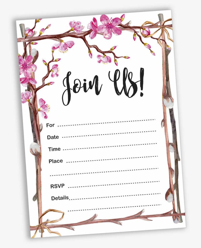 Inkdotpot Pack Of 30, Join Us Invitations With Envelopes, Floral Watercolor Invites for Your Wedding,