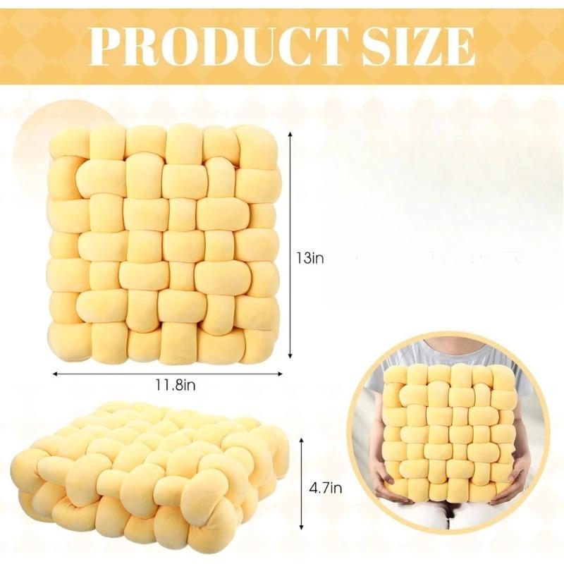 Plush Pillow Knot Hand-made Cushion Square Nordic Aesthetic Stuffed Pillow Office Chair Decorative for Sleeping Back Comfort