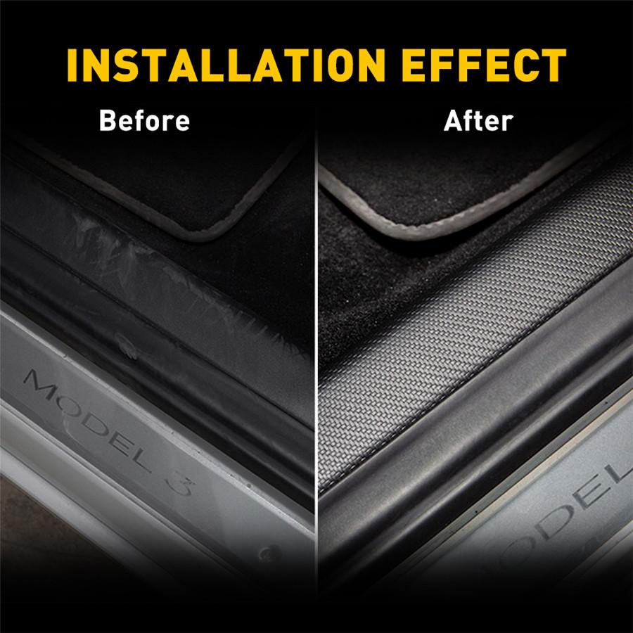 4x Pro 2017-19 Tesla Model 3 Auto Kůže Přední Zadní Prahová Ochranná Krytka