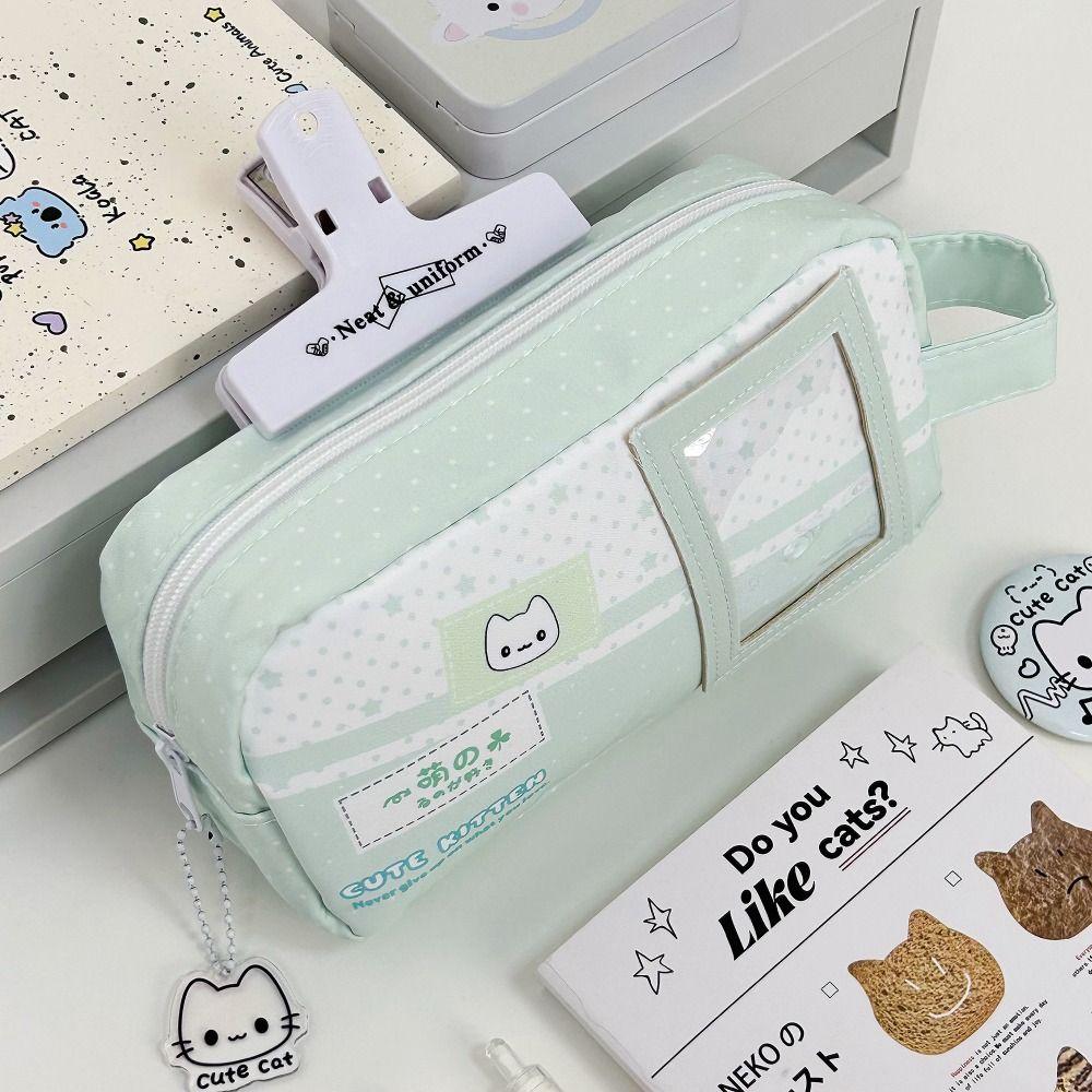 Handheld Pen Bag Star Kitten Print Stationery Bag Kawaii Stationery Pouch  School Supplies