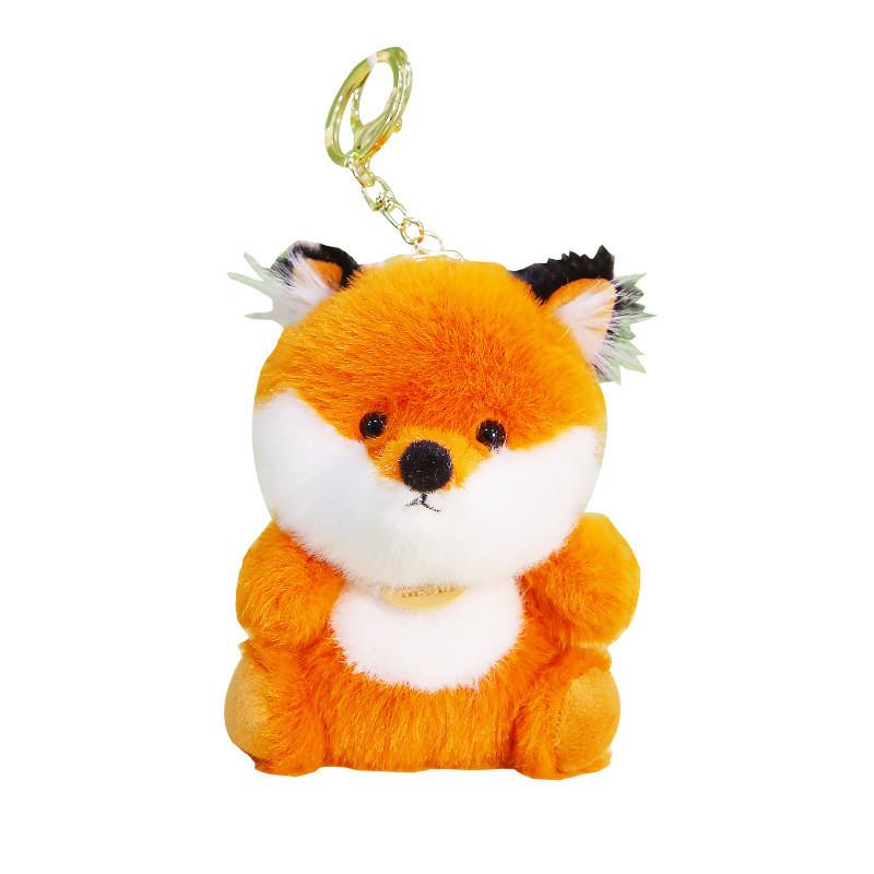 Animal Fox Cute Plush Doll Keychain With Polyester Filling Kids Pendant Backpack