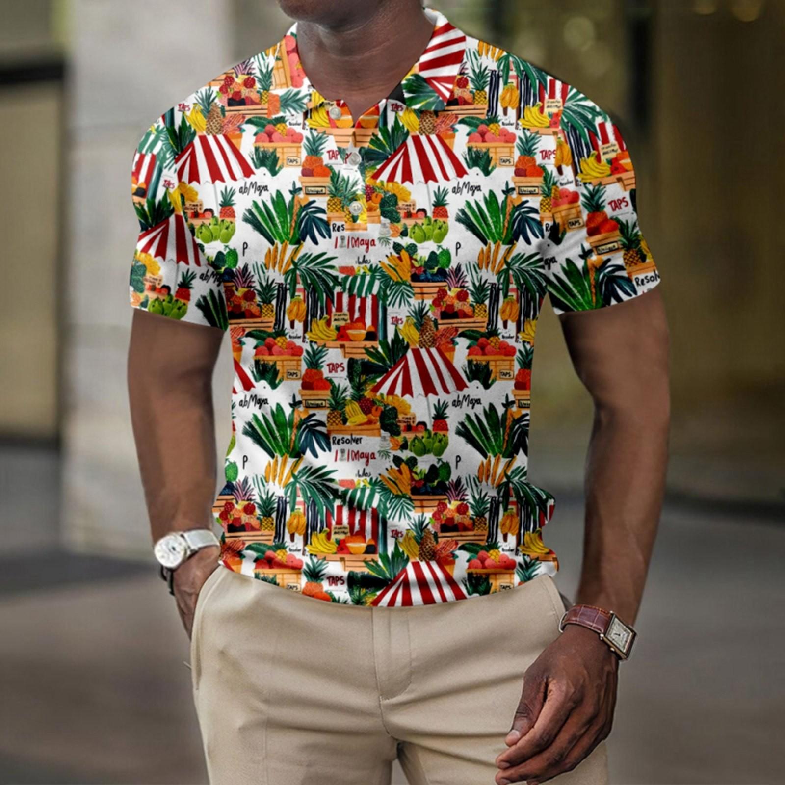 

Мужская летняя рубашка для гольфа с принтом «Гавайи», с короткими рукавами, повседневная модная рубашка для мужчин XL зелёный