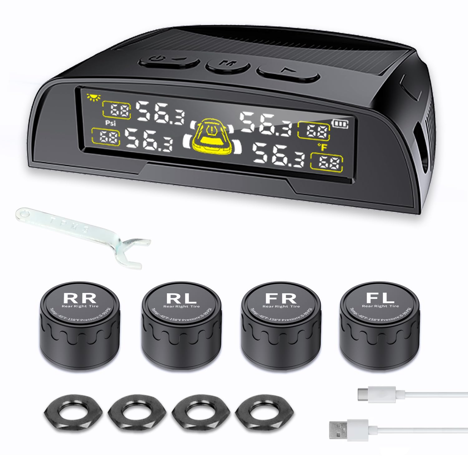 

Tire Pressure Monitoring System (TPMS) - Vehicle Pressure Sensor with Vibration Detection, Tire Pressure and Temperature Measurement, Real-time Pressu