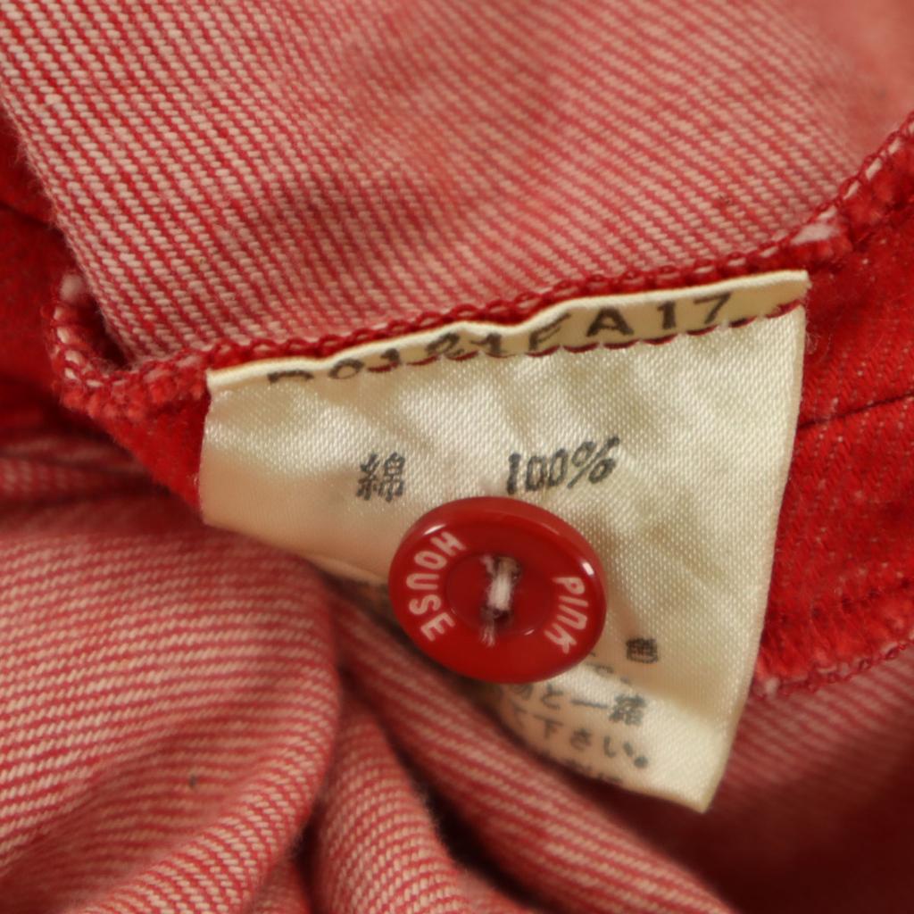 PINK HOUSE Long Sleeve Open Collar Nylon Long Dress Red Series Women Used