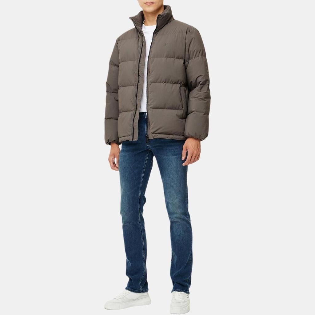 Calvin Klein Minimalist Comfortable Versatile Short Stand Collar Zipper Down Jacket Men Outerwear Brown J326958-PBX