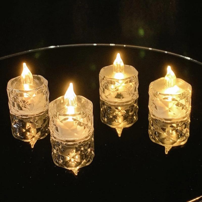 24 Tea Light -  Flashing Flameless LED Tea Light Candle with Dusk To Dawn Light Sensor for Christmas, Wedding, Party and Home Romantic Decorations