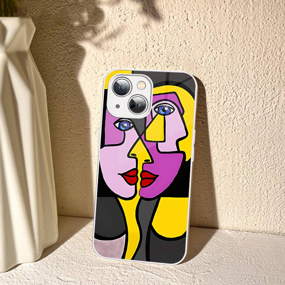 Picasso Abstract Art For IPhone 14 13 12 Mini 11 Pro XS Max X XR 14 Plus Tempered Glass Cover