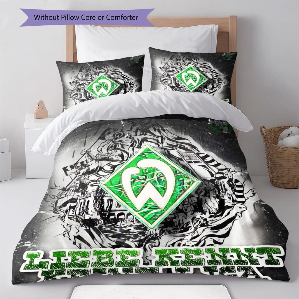 SV Werder Bremen Pattern Bedding Set Quilt Cover Pillowcase Home Decor Gift (1 * Duvet Cover + 2 * Pillowcase, Without Core)