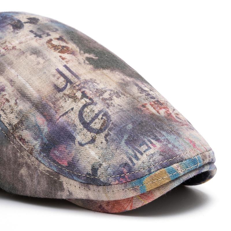Tie-Dye Beret Women's Spring Summer Thin Cap Graffiti Forward Cap Men Newsboy Hat