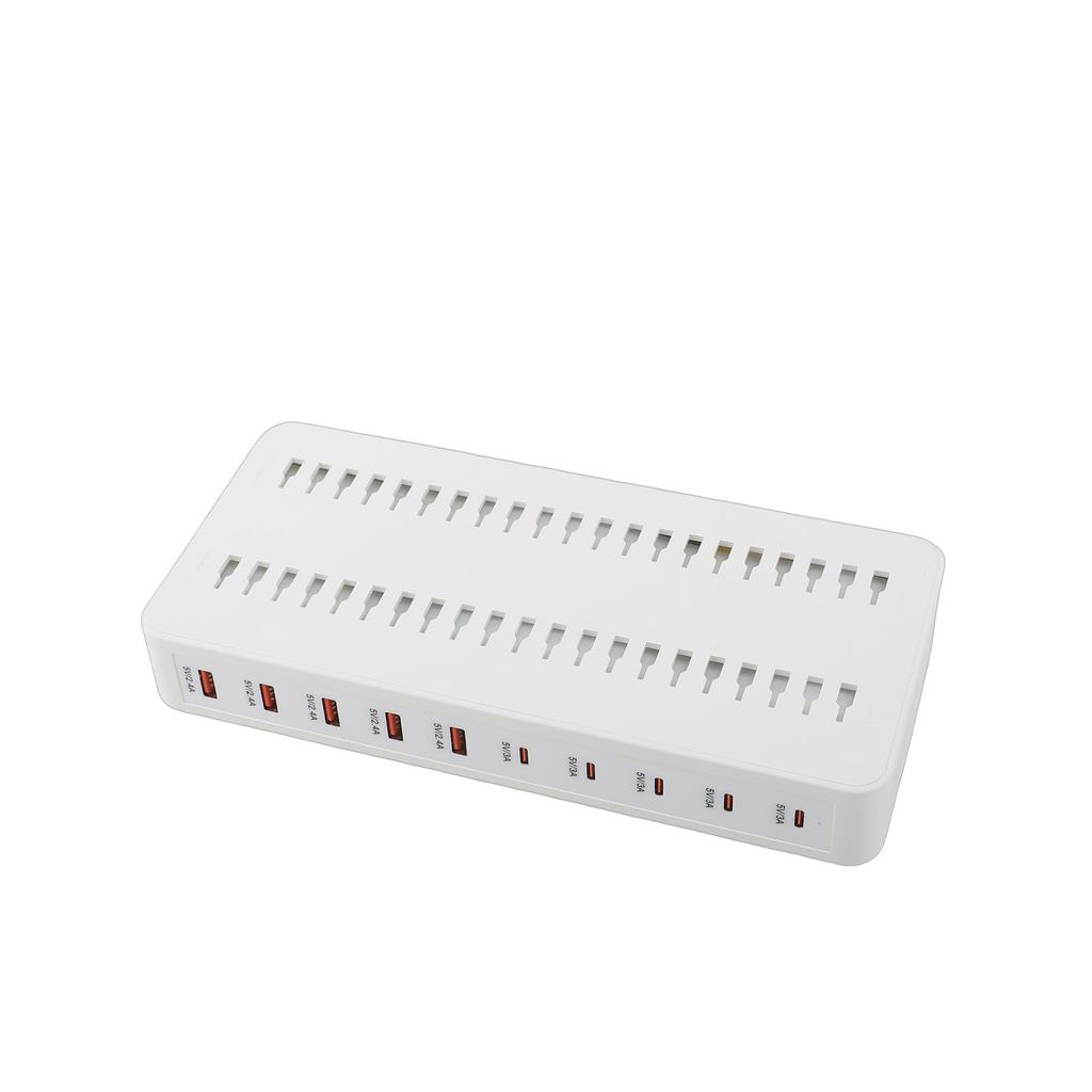 10 Port USB Charger with Dividers 5 USB C 5 USB A Multiple Ports Fast Charging Station Support for Android Devices
