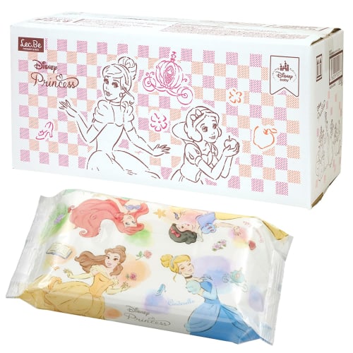 LEC Disney 99% Pure Water Baby Hand and Mouth Wipes, 60 Sheets X 20 Packs (1200 Wipes) (Disney Princess), Additive-Free, Mildly Acidic, Made In Japan