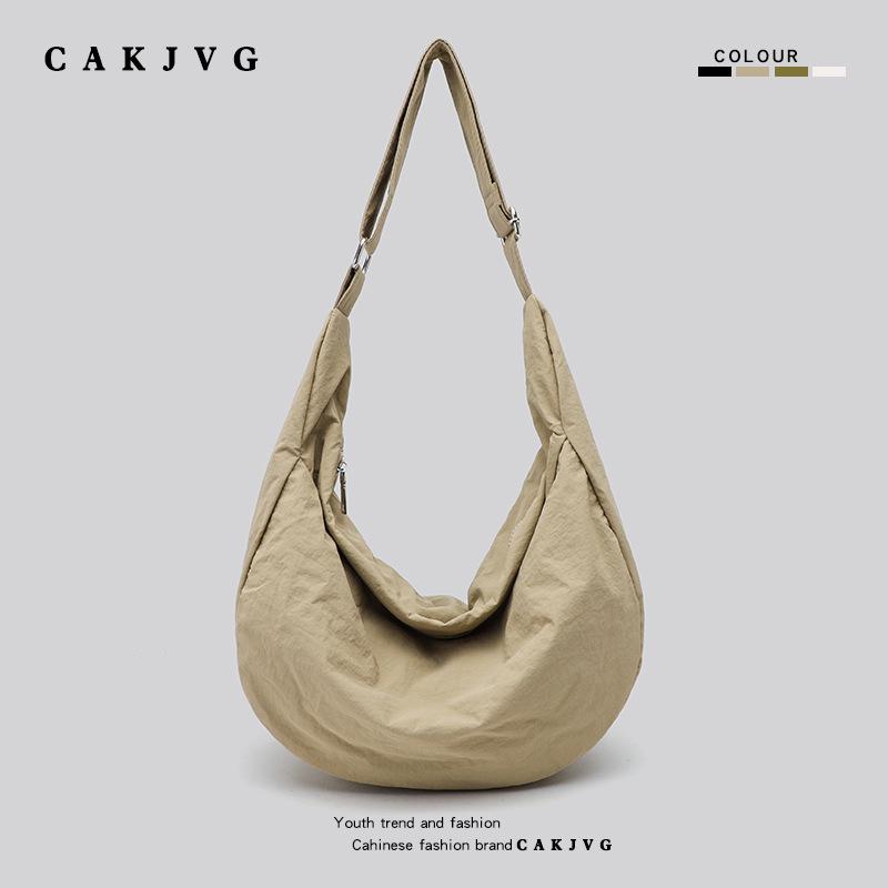 Korean Trendy Lightweight Unisex Crossbody Bag - Large Capacity Waterproof Nylon Dumpling Bag хаки