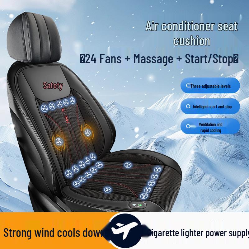 Summer Ventilated Car Seat Pad with 12V/24V Fan, Cooling, and Massage Cushion for Trucks