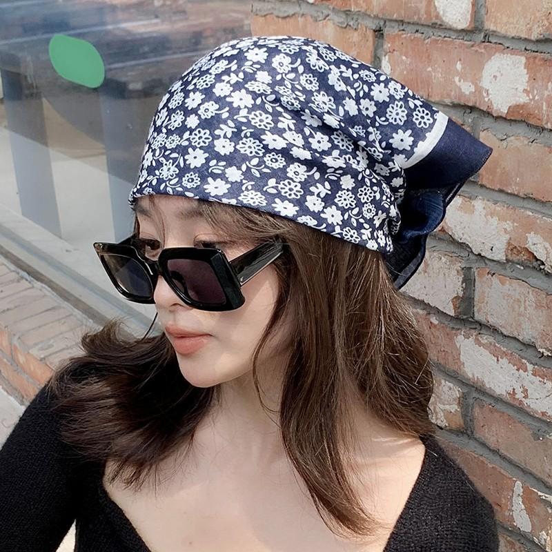 Eșarfă mică pătrată retro de țară, eșarfă artistică franțuzească din bumbac și in, eșarfă de cap pentru femei de primăvară și toamnă, vară, pentru umbră și protecție solară