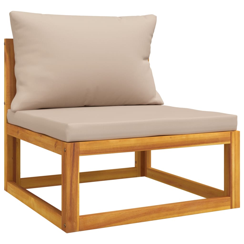 6 piece Garden Lounge Set with Taupe Cushions Solid Wood